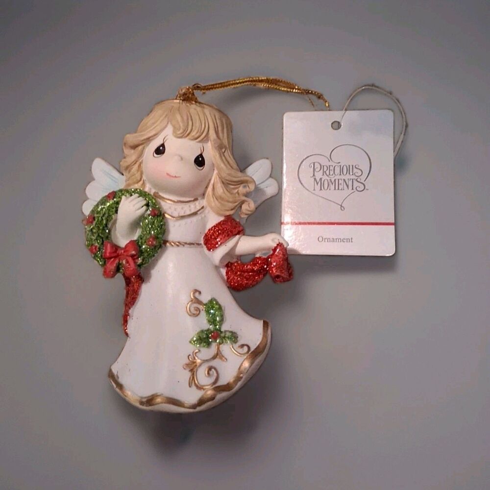 Precious Moments Angel Christmas Ornament Holding Wreath Christmas Holiday